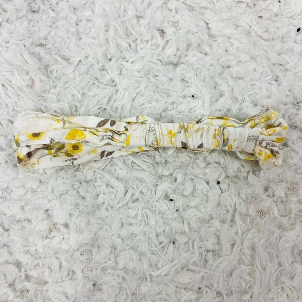 Floral sunflowers Yellow and cream bow baby Headband